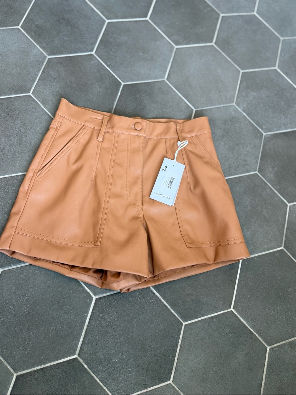 Boutique size 26 Faux Leather High-Waist Shorts in Camel